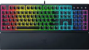 Ornata V3 Gaming Keyboard: Razer Low-Profile Keys - Mecha-Membrane Switches - UV-Coated Keycaps - Backlit Media Keys - 10-Zone RGB Lighting - Spill-Resistant - Magnetic Wrist Wrest - Classic Black