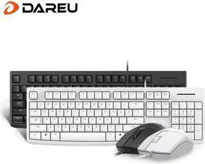 LK185T Dareu Ergonomic Design, Cool Exterior Waterproof104 Keys USB Wired Keyboard And Mouse Combo For Office And Game, Symmetrical Design - White LK185T Dareu Ergonomic Design, Cool Exterior Waterproof104 Keys USB Wired Keyboard And Mouse Combo For Office And Game, Symmetrical Design - White