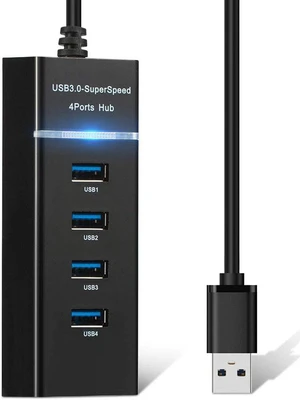 4 Port USB 3.0 Hub Splitter - High Speed Multiport Slim USB Hub Adapter with 9.8" USB 3.0 Cable and LED Indicator Portable Mini USB Expander Hub Compatible for MacBook Air/Laptop/Ipad/PC 4 Port USB 3.0 Hub Splitter - High Speed Multiport Slim USB Hub Adapter with 9.8" USB 3.0 Cable and LED Indicator Portable Mini USB Expander Hub Compatible for MacBook Air/Laptop/Ipad/PC