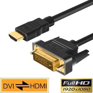 DVI to HDMI Cable, 10ft / 3M HDMI to DVI Bi Directional Adapter, HDMI Male to DVI-D 24+1 Male, Support 1080P HD for Raspberry Pi, Roku, Xbox One, PS5, Graphics Card, Blue-ray, Nintendo Switch