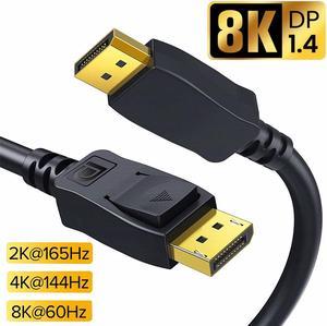 8K DisplayPort Cable DP1.4 Cable 3.3FT/1M,  DisplayPort to DisplayPort Ultra High-Speed Gaming DP 1.4 Cable Male to Male 8K@60Hz 4K@144Hz 2K@165Hz HBR3 HDR FreeSync G-Sync Deep Color VESA Compliant