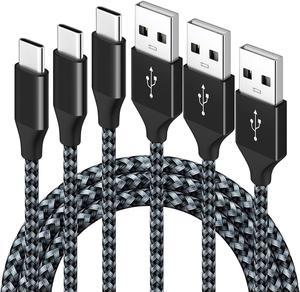 (3 Pack) USB C Cable 6.6ft/2M, Nylon Braided USB Type C Cable 3A Fast Charging USB-A to USB-C Metal Cord Data Sync Charger Cables for Galaxy Note Pixel PS5 Controller Switch Powerbank, 2M