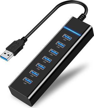 USB Hub 3.0, 7 Port USB 3.0 Hub LED Portable High-Speed Compatible for iMac Pro, MacBook Air, Mac Mini/Pro, Surface Pro, PC and Laptop