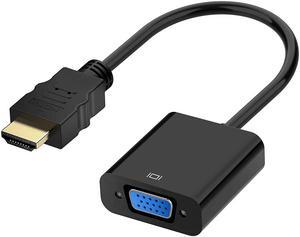 HDMI to VGA, Gold-Plated HDMI to VGA Adapter (Male to Female) Compatible with Computer,Desktop,Laptop,PC,Monitor,Projector,HDTV, Chromebook,Raspberry Pi,Roku,Xbox and More(Black)