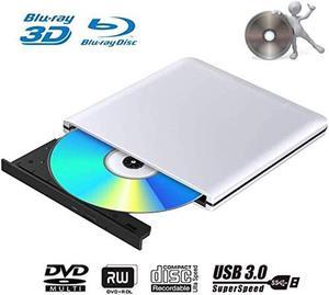 External Blu Ray DVD Drive Burner 3D Portable USB 3.0 CD DVD RW Player for Mac OS, Linux, Windows XP/Vista/7/8/10,PC (Silver)