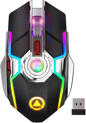 Gaming Mice Rechargeable Wireless Mouse Silent Ergonomic 7 Keys RGB Backlit 1600 DPI LED Backlit Mouse for Computer PC