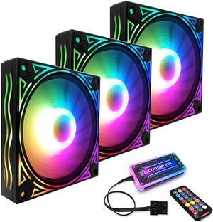 Billow 120mm Adjust RGB Computer Case PC Cooling Fan RGB Quiet with IR Remote New Computer Cooler RGB CPU Case Fan Three in One (3 Pcs with Standard Controller Kits)