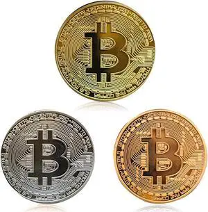 3Pcs Bitcoin Coin - Gold Silver and Bronze Physical Blockchain Cryptocurrency in Protective Collectable Gift | Featuring Original Commemorative Tokens | Chase Coin | BTC Cryptocurrency