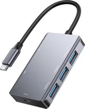 5 in 1 USB C Hub, USB C Dongle Multiport Adapter, with SD/TF Card Reader, 5Gbps USB 3.0 Data Ports, Compatible with MacBook Pro Air HP XPS and More