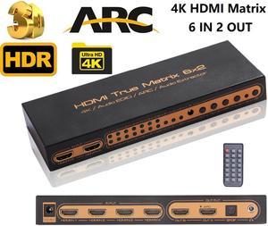 4K @30Hz 6x2 HDMI True Matrix SPDIF Splitter with ARC EDID Setting SPDIF Digital 5.1 Audio Extractor SPDIF 3.5mm Audio Out PIP HDMI Matrix 6 in 2 out HDMI Switch splitter