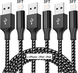 for iPhone Charger Cable 3Pack 3.3ft/1M, [M-Fi Certified] USB to Light-ning Cable 2022 Upgrade Nylon Braided iPhone Cord Fast Charging Compatible for iPhone 12Pro Max/12Pro/12/11/Pro/X/8 and More