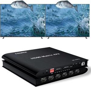 4x2 8K @60HZ HDMI Matrix Switcher, HDMI Matrix 4 in 2 Out 4K 120Hz HDR HDMI Splitter HDMI Scaler 8K 60Hz Sync, HDCP2.3 HDMI2.1 48 Gbps Matrix 4x2 with IR Remote and Power Adapter (US Standard)