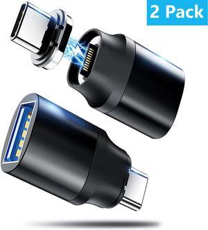 USB C to USB Magnetic Adapter 24Pins USB C Male to USB A Female Adapter 2 Pack with PD 60W Charge 10Gbps USB3.1/USB3.0 for M-a-c-B-o-o-k Pro /Air and More Type C Devices