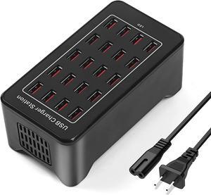 20 Port 100W(20A) Multiport USB Charging Station for Multiple Devices, Multi Port USB Charger Station with IC Detection for Smartphones, Tablets and More, Suitable for School, Mall, Hotel, Shop
