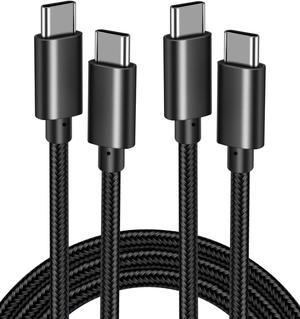 [ 2 Pack ] USB C to USB C Cable, USB C Cable, 60W Fast Charging Cable 6.6FT/2M, Durable Long Nylon Braided USB Type C Charger Cord Compatible with S-a-m-s-u-n-g S21 S20, M-a-c-Book, i-Pad, Black