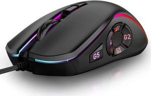 Gaming Mouse USB Wired, RGB Backlit PC Mouse Computer Mice with 14 RGB LED Modes, 7200 DPI Adjustable, 10 Programmable Buttons, Ergonomic USB Optical Mouse for Windows MacOS Laptop Gamer