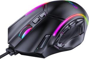 USB Wired Gaming Mouse, PC Computer Mice USB Mouse with 13 RGB LED Modes, High-Precision 12800 DPI Adjustable, 12 Programmable Buttons, Ergonomic Optical Mouse for Windows PC Mac Laptop Gamer