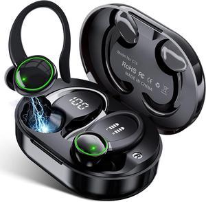 Ture Wireless Earbuds, Bluetooth 5.3 Earphones Stereo Noise Cancelling Headphones with Mic, 40H Dual LED Touch Control Wireless Earbuds with Earhook, IP7 Waterproof Headset, Sport/Running/Gym