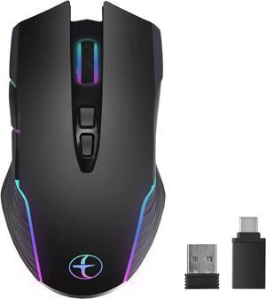 LED Wireless Mouse, Mouse Jiggler for Laptop - Wireless Mouse Rechargeable Computer Mice Mouse Mover Undetectable Random Movement with On/Off Button Keeps Computer Awake