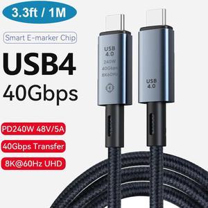 USB C to USB C Cable 240W, USB 4 Cable Active Thunderbolt 4 Cable 3.3FT / 1M Supports 40Gbps Data Transfer, Single 8K 60Hz/Dual 4K Displays Compatible with Thunderbolt 4, Mobile Phone, Notebook, MAC