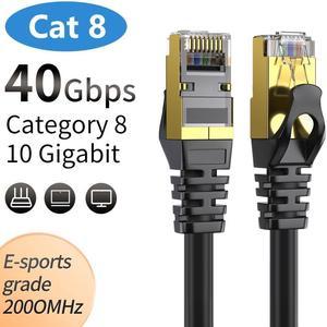 3.3ft / 1M CAT8 Ethernet Cable, 40Gbps 2000Mhz High Speed Gigabit SFTP Lan Network Internet Cables with RJ45 Gold Plated Connector 26AWG Cat 8 Network Wire, RJ45 Cable for Router/Modem/Xbox