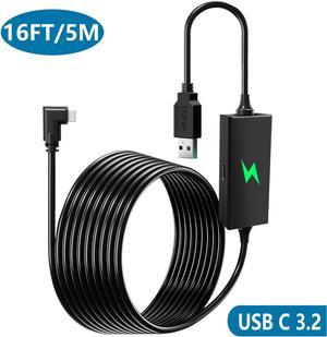 VR Link Cable Compatible with Meta/Oculus Quest 2 with Separate Charging Port- [16FT / 5M] USB 3.0 Type A to C Link Cable with USB 3.2 2A Fast Charging and 5Gbps Date Transfer for VR Headset PC Gaming