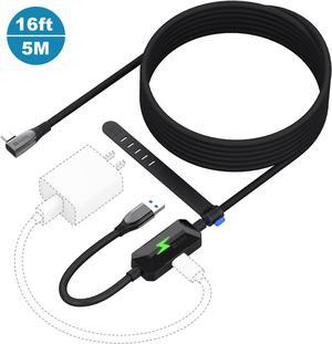 Upgraded VR Link Cable 16FT / 5M for Oculus Quest 2, with Separate Charging Port for Ultra-Durable Power, High Speed Data Transfer USB 3.0 Type A to C Cable for VR Headset Accessories and Gaming PC