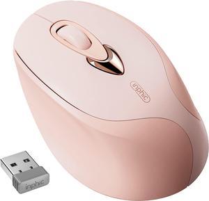 Wireless Mouse Pink, 2.4G USB Rechargeable Wireless Mice Silent Click, Cute Portable Ergonomic Computer Cordless Mouse for Laptop Mac Mac-Book (with Type C Charging Cable)