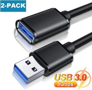 [2 PACK] USB 3.0 Extension Cable 3.3ft/1M, USB A Male to Female Extender Cord, 5Gbps High Data Transfer Compatible for Webcam, Gamepad, USB Keyboard, Flash Drive, Hard Drive, Printer and More