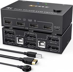 Black Box KVD200-2H KVM Switch Dual Monitor - UHD 4K 60, Dual-Head, HDMI,  USB 3.2 Gen 1, USB Type C, Audio, 2-Port 