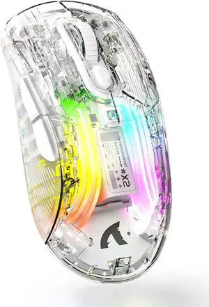 Wireless Gaming Mouse with Full Transparent Design,Tri-Mode 2.4G/USB-C/Bluetooth Mouse, 3D RGB Backlit,Ergonomic Silent Mouse with 7 Buttons, Rechargeable Wireless Mice 2400dpi for Laptop,PC,Mac