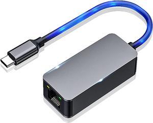 USB-C to Ethernet Adapter 2.5G, USB Type C to RJ45 LAN Ethernet 2500/1000/100/10Mbps Gigabit Network Adapter for Windows 10,8.1, 8, 7,Vista,XP,Mac OS.