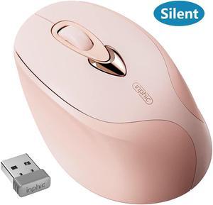 RF Wireless Mouse (Pink), 2.4G RF USB Rechargeable Wireless Mice Silent Click, 3 Adjustable DPI [800/1200/1600 dpi] Cute Portable Ergonomic Computer Cordless Wireless Mouse for Laptop Mac MacBook