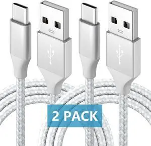 USB A to USB C Cable Fast Charge Cable, [2-Pack / 6.6ft] USB A to USB Type C Nylon-Braided Charger Cord for S-a-m-s-u-n-g Galaxy S23 S22 S21 S20, Z Fold 4 3/Flip 4 3 5G, Note 20 10 9, Mo-to G etc.