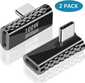 [2 PACK] USB C Right Angle Adapter 20Gbps, USB C 90 Degree Adapter, 90 Degree USB C to USB C Adapter Male to Female Support PD 100W Charger for Mac-Book Pro i-Pad Pro, Tablet, Phones