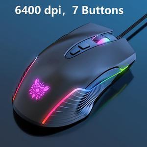 RGB Gaming Mouse Wired, USB Optical Mouse Computer Mice with RGB Backlit, 6 Adjustable DPI Up to 6400, Ergonomic Gamer Laptop PC Mouse with 7 Programmable Buttons for Laptop PC Desktop