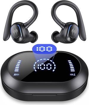 True Wireless Earbuds Bluetooth Headphones 50Hrs Playback Ear Buds IPX7 Waterproof Sports Earphones Dual Power Display with Earhooks Built in Mic Clear Calls Over Ear Earbuds for Running Workout Gym