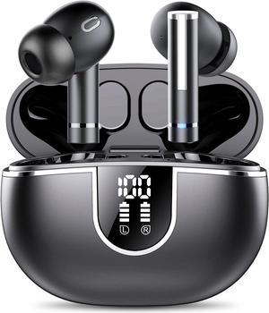 True Wireless Earbuds, Bluetooth Headphones, Bluetooth 5.3 TWS Earbuds HiFi Stereo with 4 ENC Mic Call, 40Hrs Ear Buds with LED Display, IP7 Waterproof in Ear Earphones for Work/Home/Office (Black)