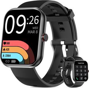 Smart Watch(Answer/Make Calls), 1.91" HD Touch Screen Fitness Watch with Blood Oxygen Heart Rate Sleep Monitor, 100+ Sports Modes, IP68 Waterproof Men's Women's Activity Trackers for Android iOS