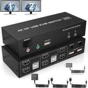Dual Monitor Kvm Switch Hdmi-compatible Usb 3.0 Switcher Extended Controls  For 2 Computer Laptop Share Keyboard Mouse Printer - Audio & Video Cables -  AliExpress