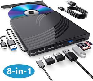 Guamar External CD/DVD Drive, USB Type C CD DVD ROM Burner Disk