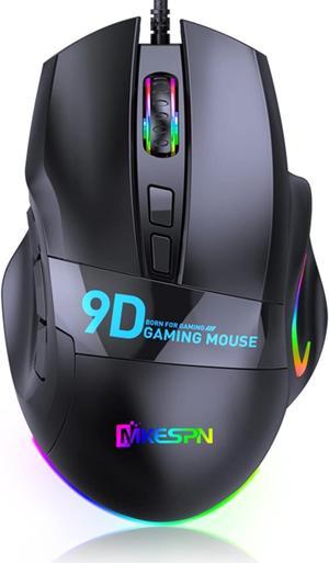 USB Wired Gaming Mouse, Laptop Gaming Mice with Thumb Rest, RGB LED Light 6-Level-Adjustable DPI Programmable Gaming Mouse with Side Buttons, Ergonomic Computer Mouse for PC Laptop