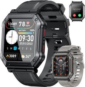 Smart Watch for Men Fitness Tracker Watch (Make/Answer Call) Bluetooth Tactical Military Smartwatch for IOS Android Phones Outdoor Waterproof Digital Sport Run Watches Heart Rate Monitor Step Counter