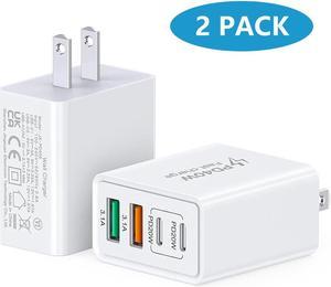 [2-Pack] USB C Wall Charger, 40W Fast USB C Charger Block, 4-Port PD Power Adapter + QC Wall Plug Multiport Type C Charging Block Cube Compatible with i-Phone 15 14 13 12 11 8 , Android Smartphones