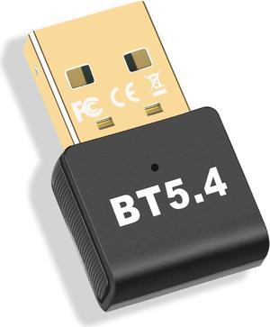 Bluetooth 5.4 Adapter, USB Bluetooth 5.4 Stick Dongle (EDR & BLE) Plug and Play Bluetooth Adapter 5.4 for PC Laptop Desktop Computer, Supports Windows 11/10/8.1/7