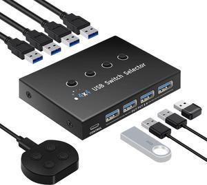 AUTYUE USB 3.0 Switch 4 Computers 3 Computers Keyboard Mouse Switch,4 Port USB Switch Selector Sharing 4 USB Devices,USB Switcher Compatible with Mac/Windows/Linux,with Desktop Controller &4 USB Cable