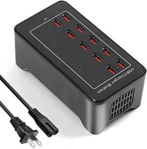 AUTYUE USB Charging Station, USB C Charger Block, 100W(20A) 20 Port (20A + 20C) Multiport USB Hub Desktop Fast Wall Charger 10 Port USB C and USB Charging Compatible for Smartphones, Tablets etc.