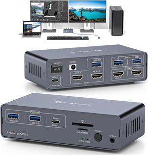 AUTYUE USB C HDMI KVM Switch Docking Station Dual Monitor KVM for Laptop and Computer, (13-in-1) Type C Dock with 2 HDMI 2.0, 10Gbps USBC + USBA 3.2 Date, 5Gbps USB 3.0 Date and SD/microSD Card Slots