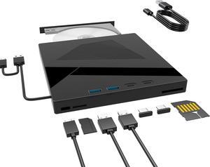 AUTYUE 7 in 1 External DVD CD Drive USB 3.0 & Type-C Portable CD/DVD +/-RW Disk Drive, CD/DVD Burner, CD ROM, Player for Laptop.External Drive for Laptop Desktop PC Windows 7/8/10/XP Linux/Vista/MacOS