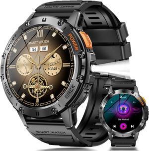 AUTYUE Military Smart Watches for Men with Flashlight, 170+ Sport Modes 1.43" AMOLED Screen, 530mAh Answer/Make Calls, Heart Rate/SpO2/Sleep Monitor, Bluetooth Watch Compatible with IOS Android Phones